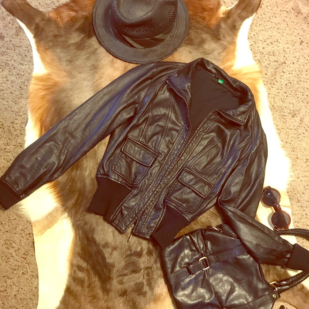 Vegan leather crop UCB jacket